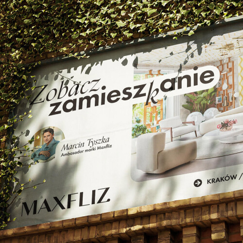Oprawa graficzna kampanii reklamowej Zamieszkanie, współpraca Maxfliz z Marcinem Tyszką.
