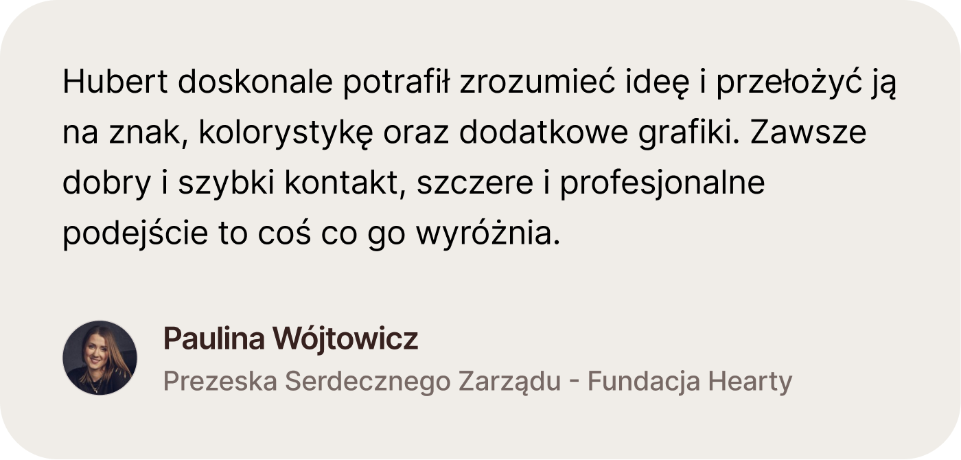 Opinia Aleksandry Dziuby z firmy Maxfliz. "Hubert w codziennej pracy zawsze wykazywał się ogromnym zaangażowaniem, kreatywnością oraz umiejętnością szybkiego rozwiązywania problemów oraz proponowania nowych rozwiązań."