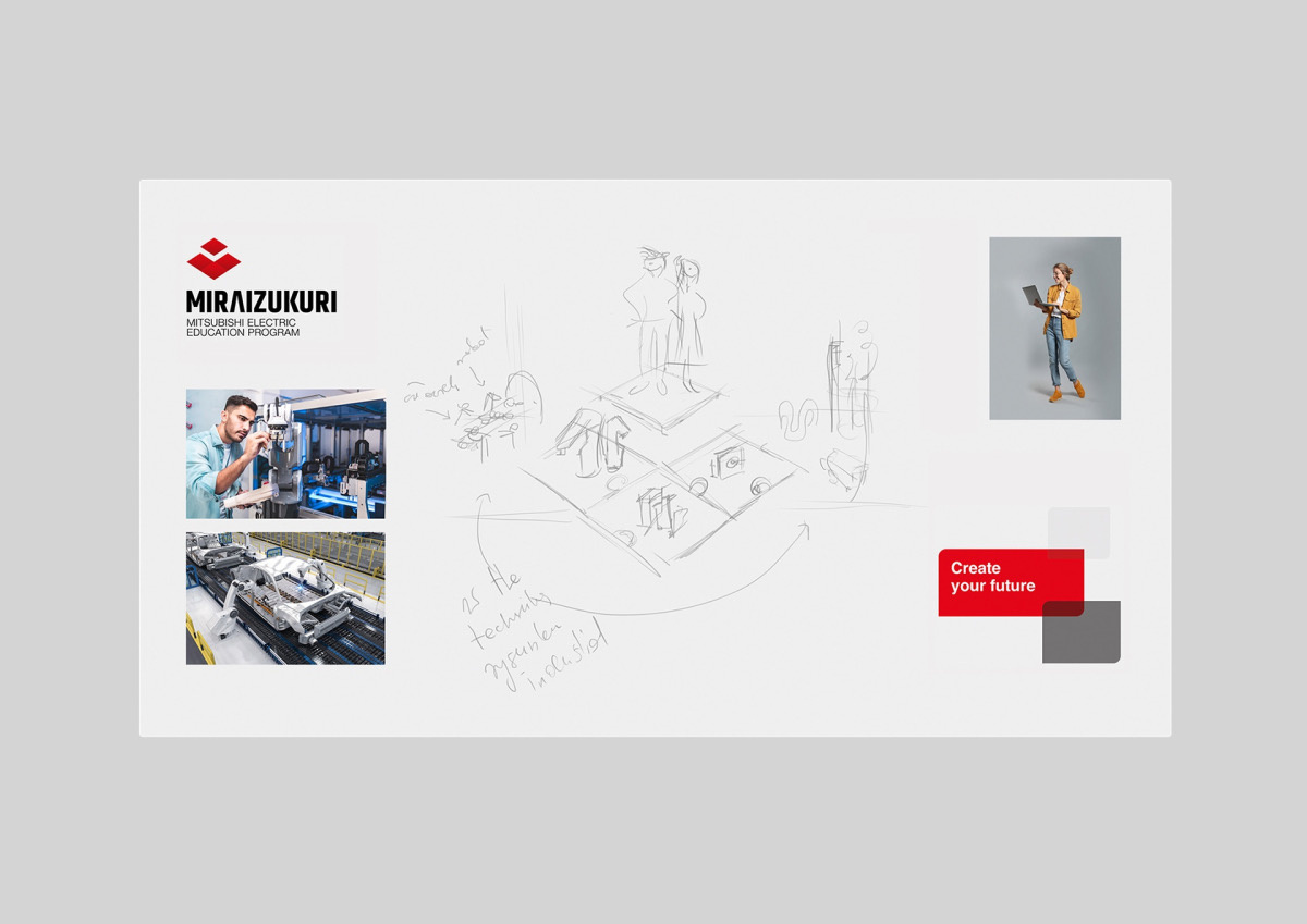 Key visual kampanii reklamowej dla Mitsubishi Electric. Projektant Hubert Wawrzkowicz.