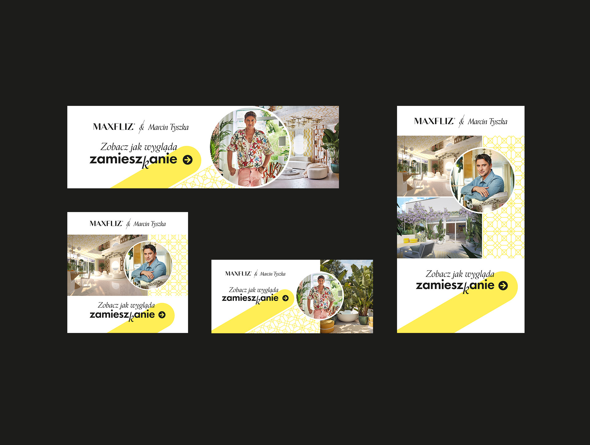 Projekt google ads i social media ads dla kampanii reklamowej Zamieszkanie, współpraca Maxfliz z Marcinem Tyszką.